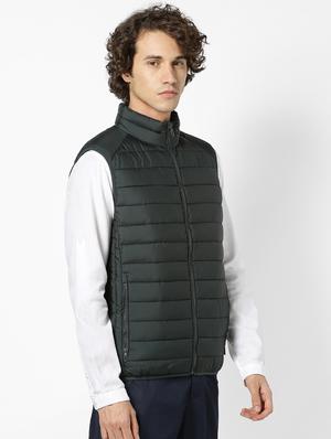 green solid quilted jacket - 17457865 - Standard Image - 2
