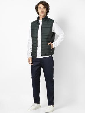 green solid quilted jacket - 17457865 - Standard Image - 4