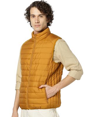 yellow solid quilted jacket - 17457867 - Standard Image - 2