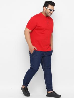 plus size blue solid denim joggers - 17457871 - Standard Image - 4