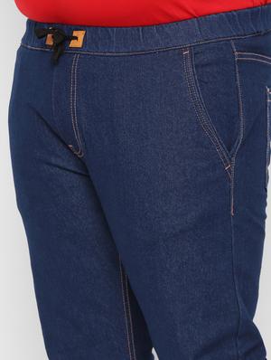 plus size blue solid denim joggers - 17457871 - Standard Image - 5