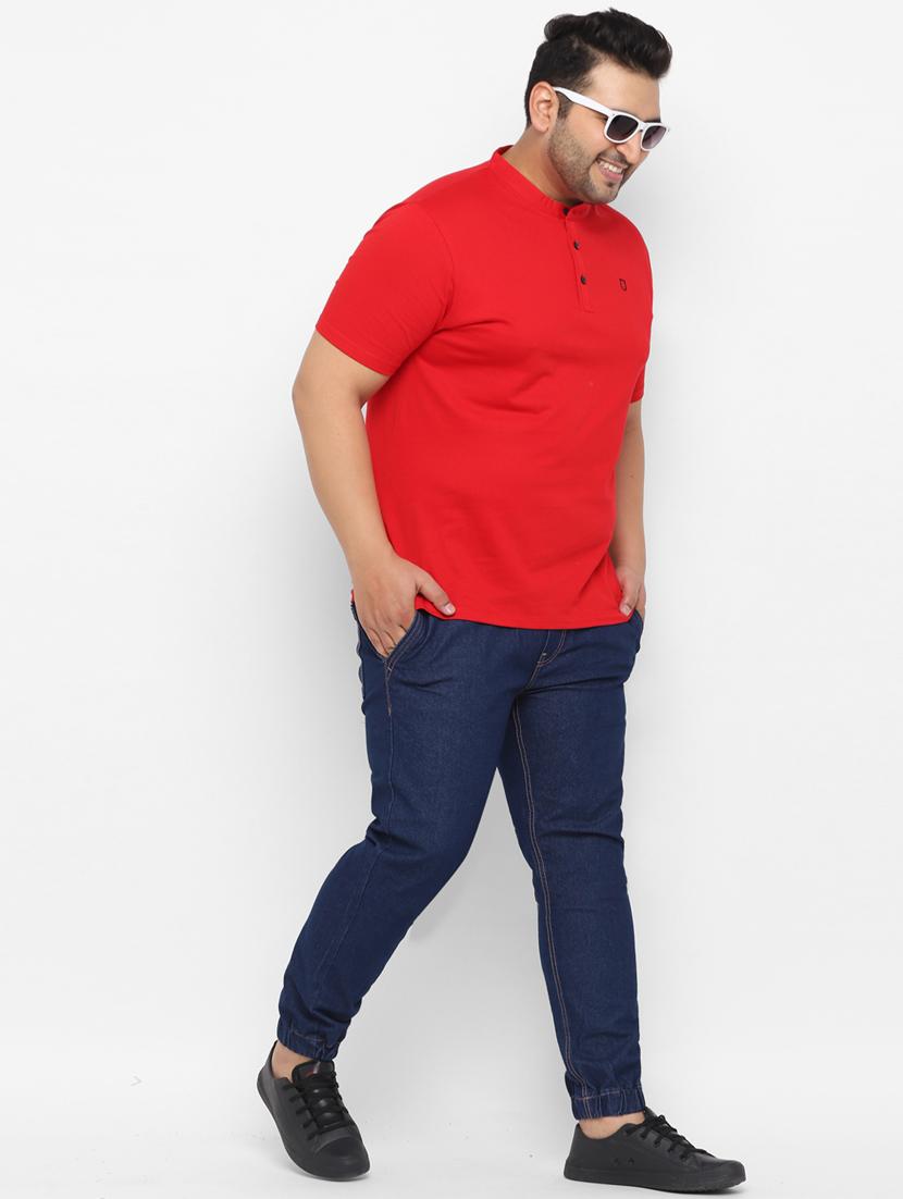plus size blue solid denim joggers - 17457871 - Zoom Image - 4