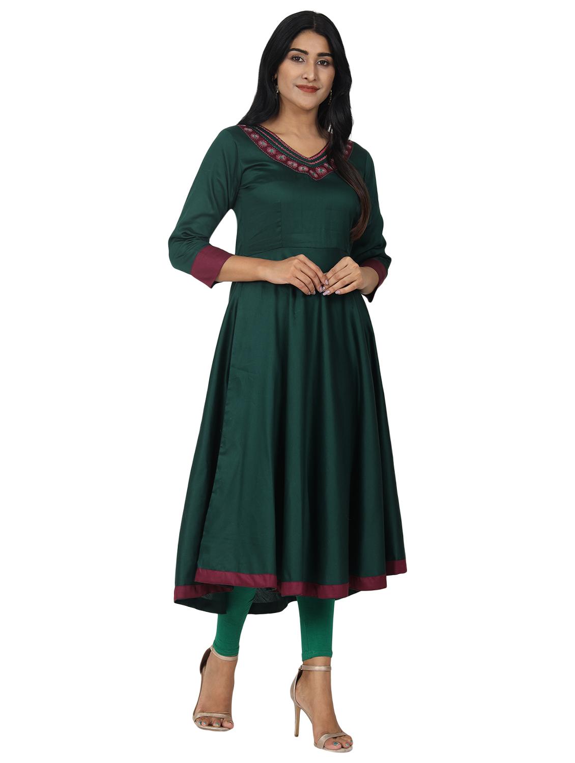 solid flared kurta - 17457896 - Zoom Image - 1