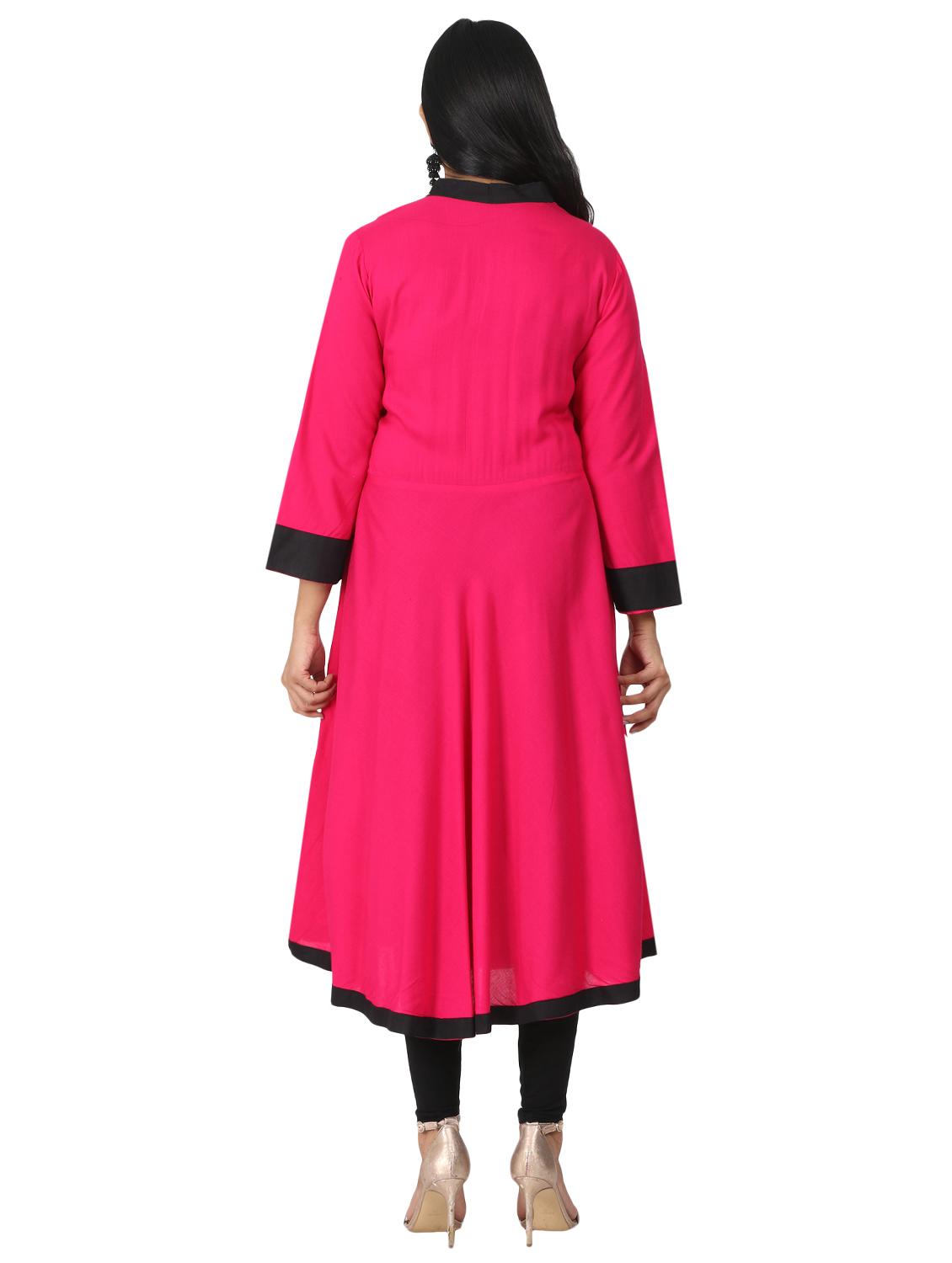 solid flared kurta - 17457900 - Zoom Image - 3