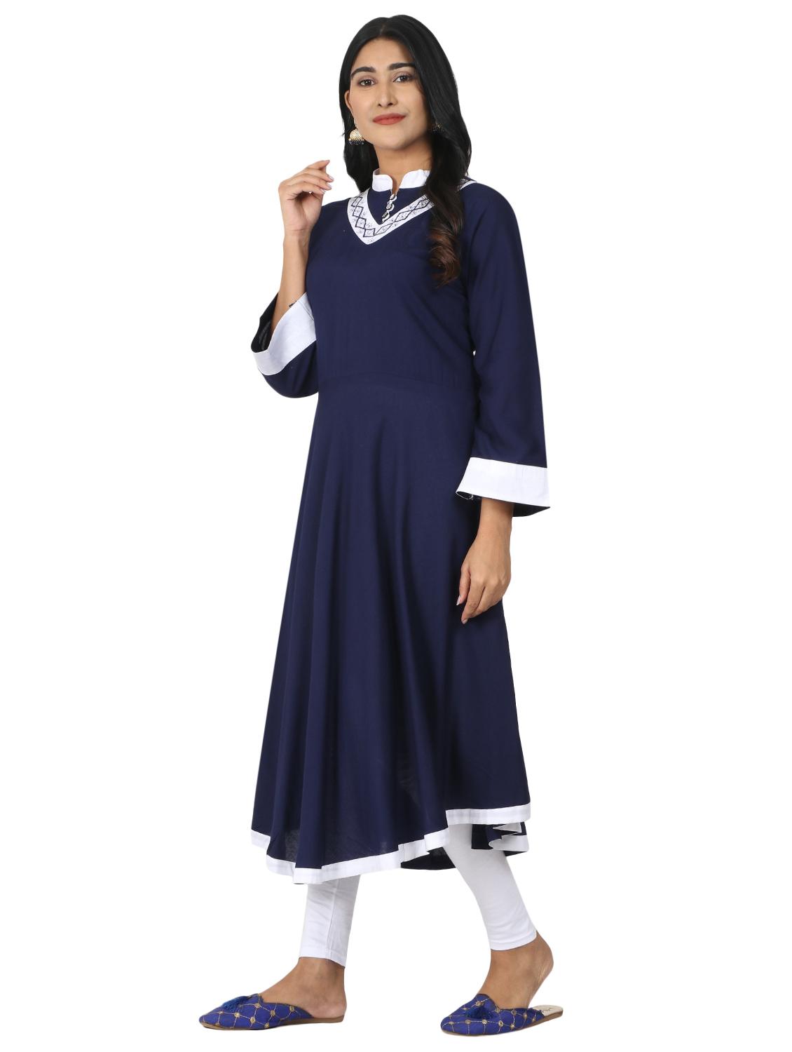 solid flared kurta - 17457904 - Zoom Image - 2