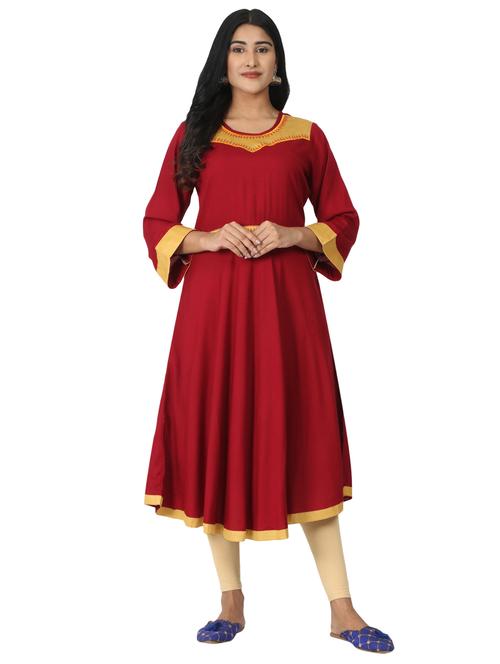 solid flared kurta - 17457905 - Standard Image - 1