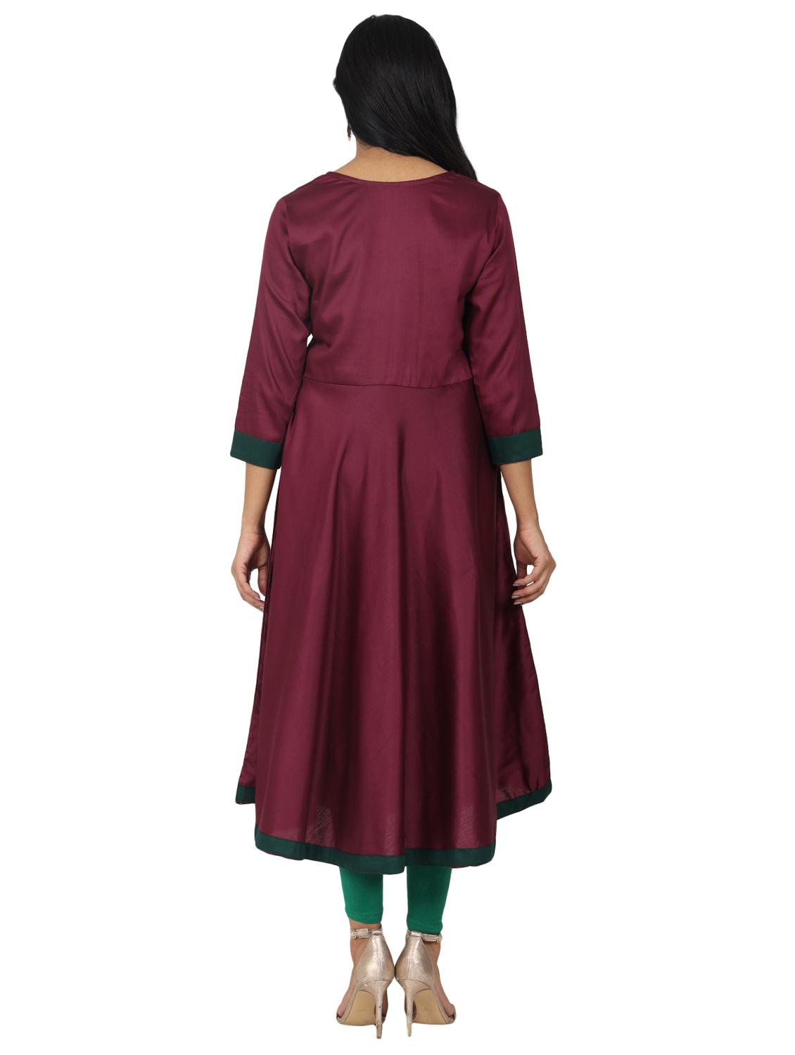 solid flared kurta - 17457907 - Zoom Image - 3