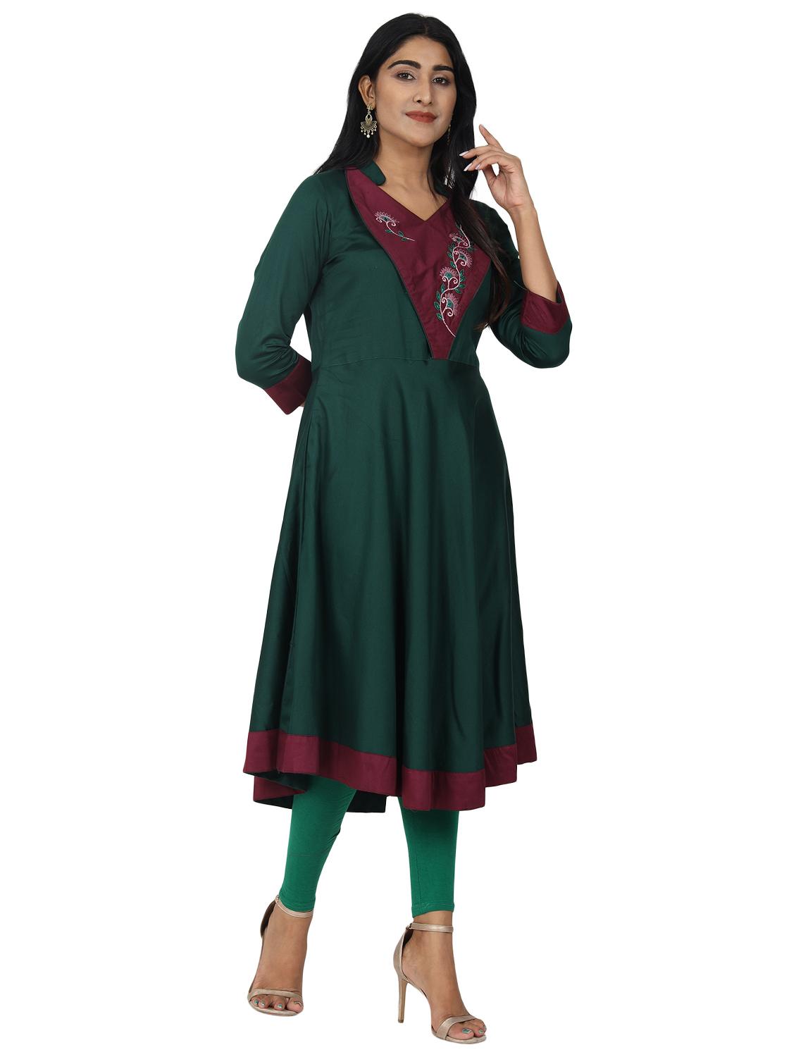 solid flared kurta - 17457908 - Zoom Image - 2