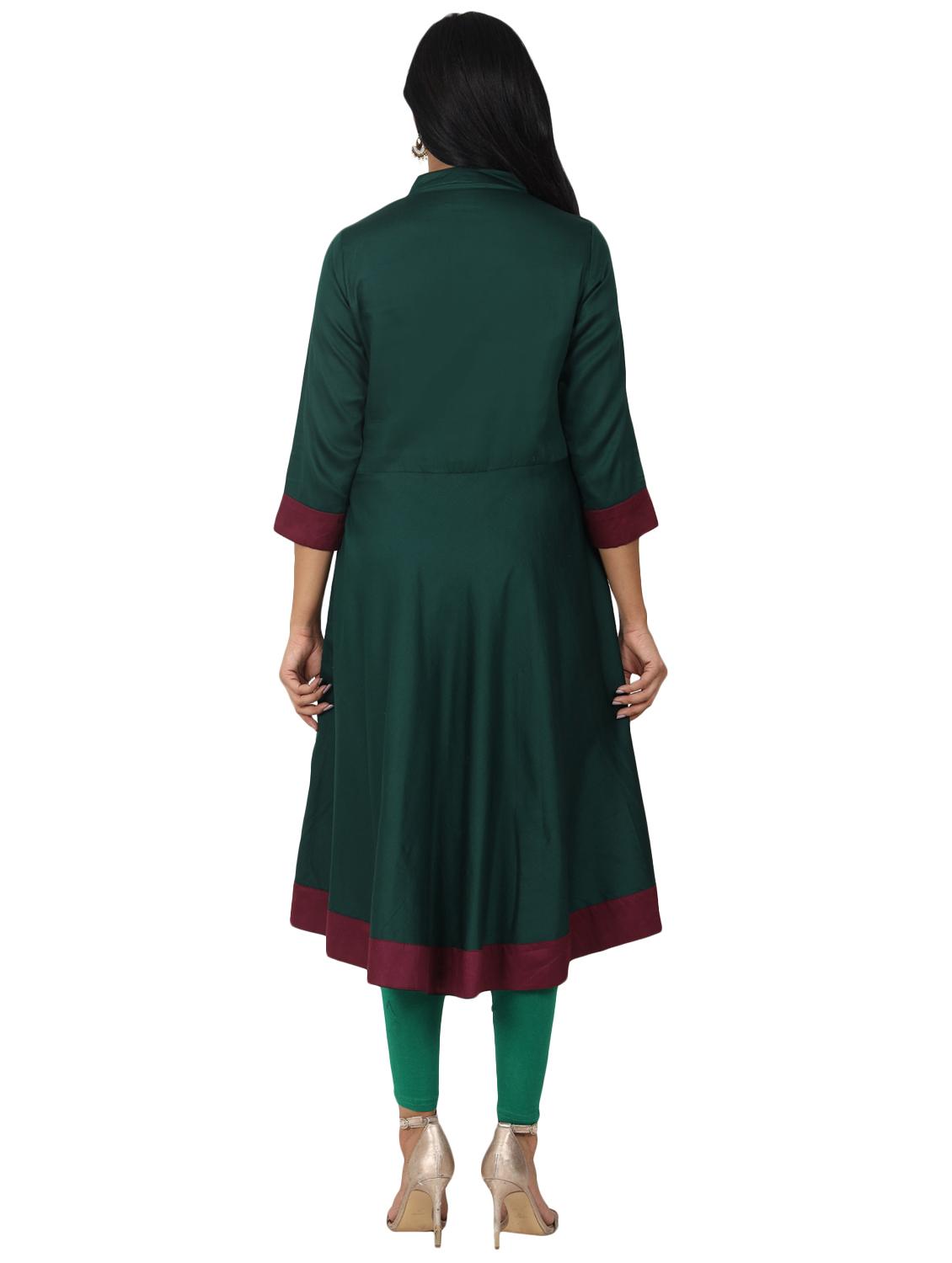 solid flared kurta - 17457908 - Zoom Image - 3