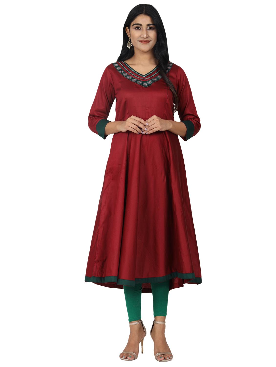 solid flared kurta - 17457909 - Zoom Image - 1