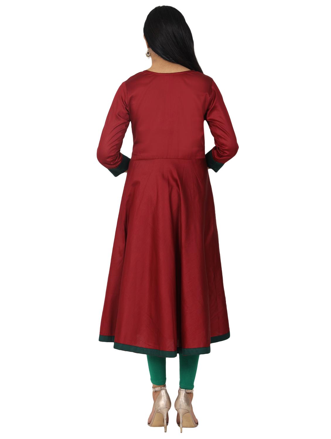solid flared kurta - 17457909 - Zoom Image - 3