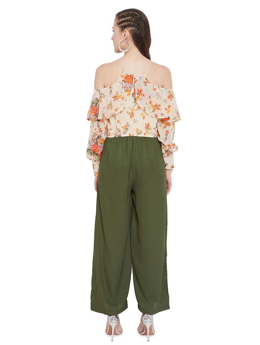 cold shoulder floral full leg jumpsuit - 17457965 - Zoom Image - 3