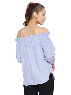 off shoulder striped top - 17457966 - Standard Image - 3