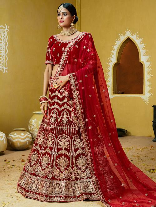 embroidered flared lehenga - 17458205 - Standard Image - 1