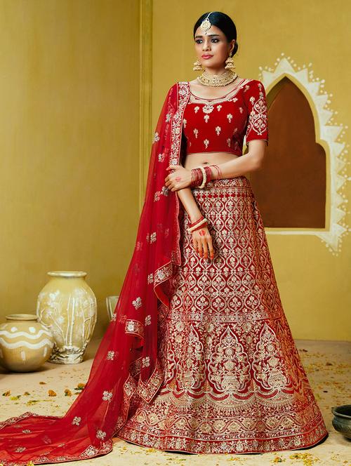 embroidered flared lehenga - 17458206 - Standard Image - 1