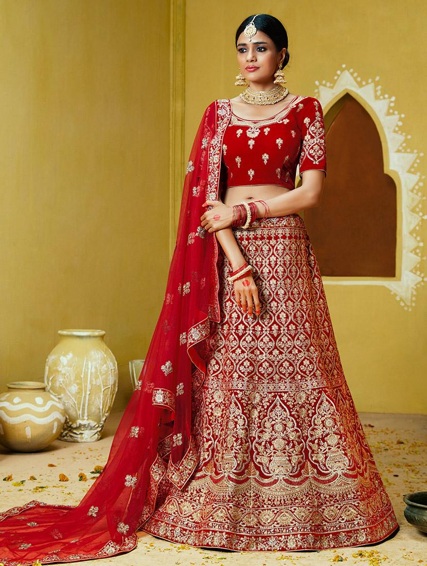 embroidered flared lehenga - 17458206 - Zoom Image - 1