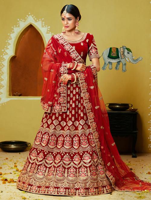 embroidered flared lehenga - 17458207 - Standard Image - 1
