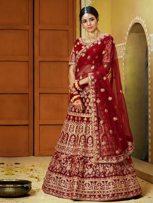 embroidered flared lehenga - 17458219 - Standard Image - 1