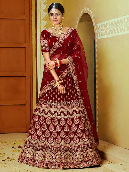 embroidered flared lehenga - 17458220 - Standard Image - 1