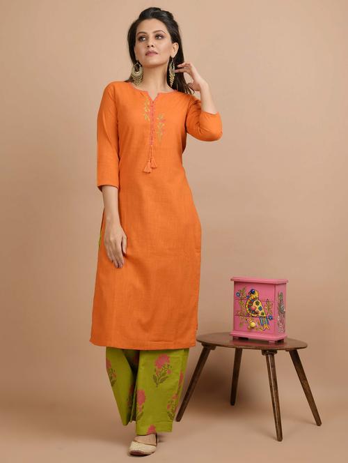 embroidered kurta palazzo set - 17458520 - Standard Image - 1