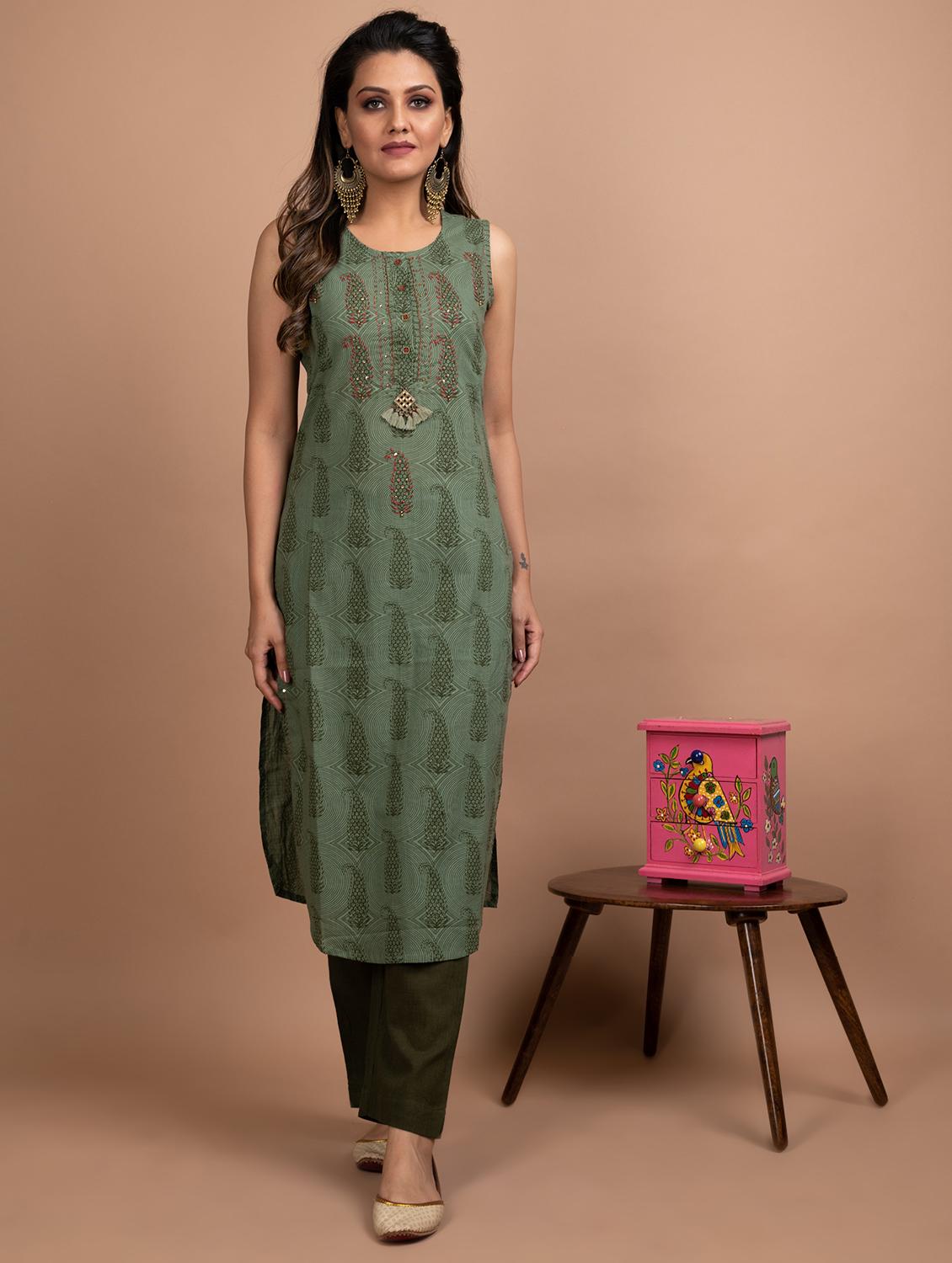 paisley kurta pant set - 17458522 - Zoom Image - 1