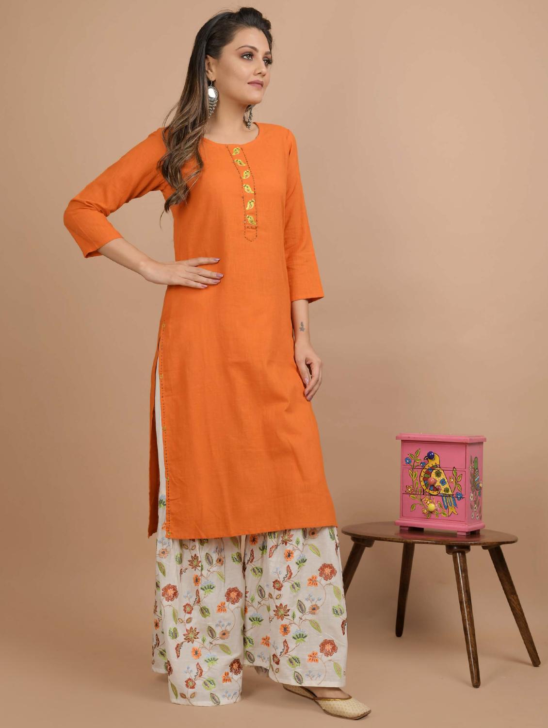 solid kurta sharara set - 17458525 - Zoom Image - 1
