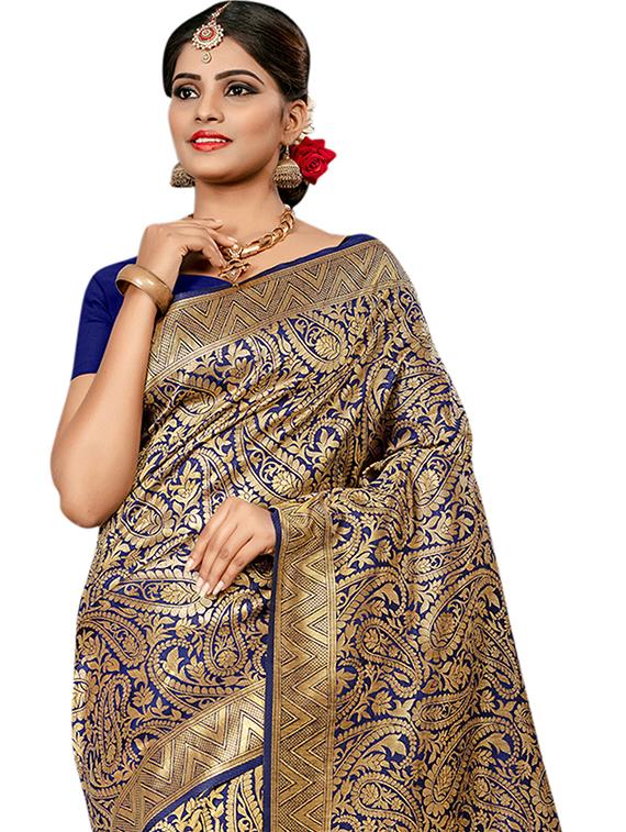 paisley woven saree with blouse - 17458772 - Zoom Image - 2
