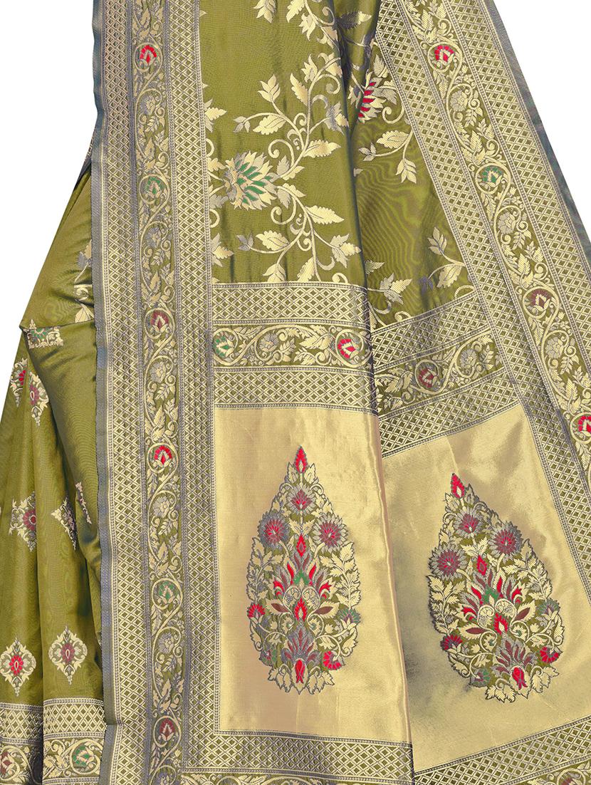 floral woven saree with blouse - 17458873 - Zoom Image - 4