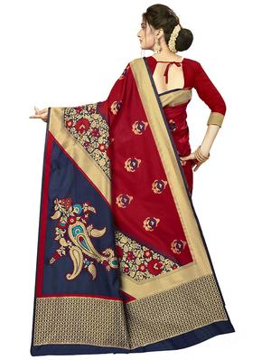 self design woven saree with blouse - 17458879 - Standard Image - 2