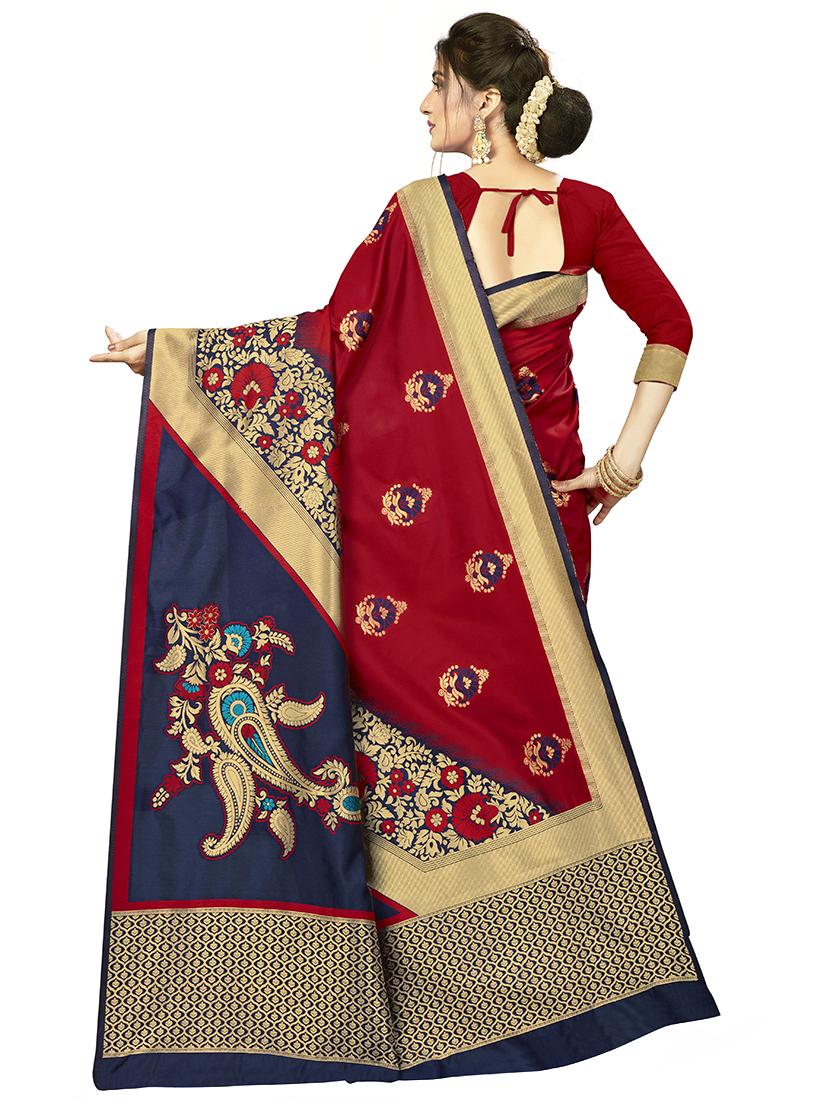 self design woven saree with blouse - 17458879 - Zoom Image - 2