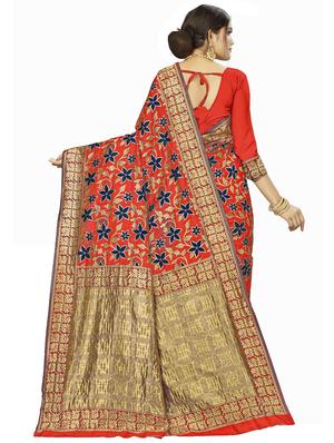 floral woven saree with blouse - 17458883 - Standard Image - 2