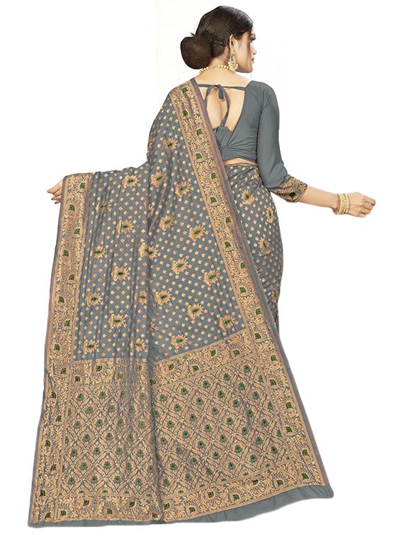 self design woven saree with blouse - 17458885 - Zoom Image - 2