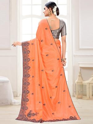 self design embroidered saree with blouse - 17458895 - Standard Image - 2