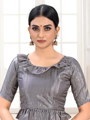 self design embroidered saree with blouse - 17458895 - Standard Image - 3