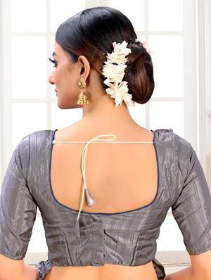 self design embroidered saree with blouse - 17458895 - Standard Image - 4