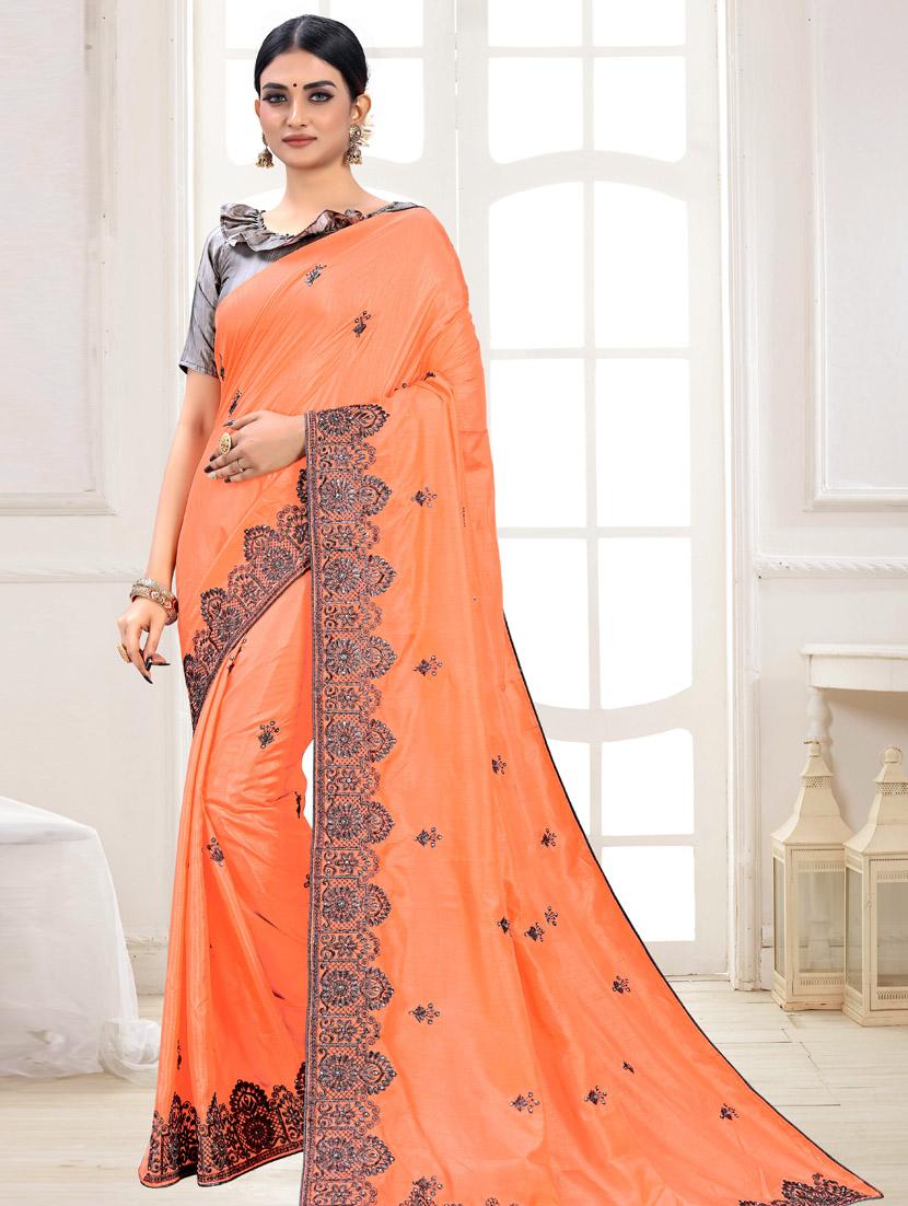 self design embroidered saree with blouse - 17458895 - Zoom Image - 1