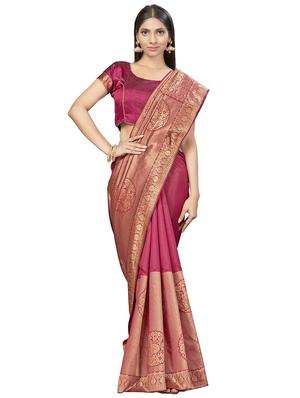 self design woven saree with blouse - 17458914 - Standard Image - 2