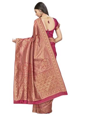 self design woven saree with blouse - 17458914 - Standard Image - 3
