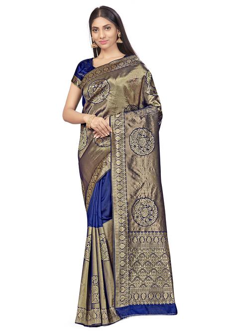 self design woven saree with blouse - 17458915 - Standard Image - 1