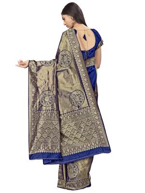 self design woven saree with blouse - 17458915 - Standard Image - 3