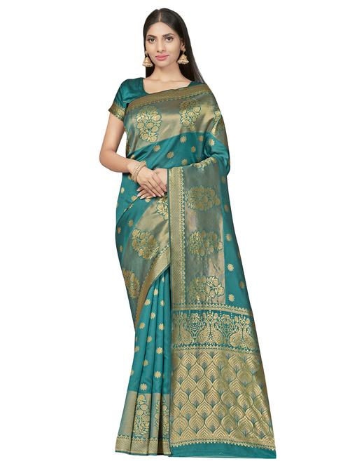 self design woven saree with blouse - 17458918 - Standard Image - 1