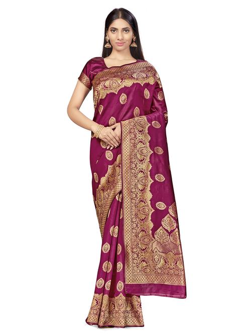 self design woven saree with blouse - 17458922 - Standard Image - 1