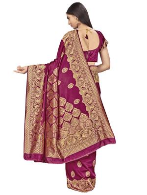self design woven saree with blouse - 17458922 - Standard Image - 2
