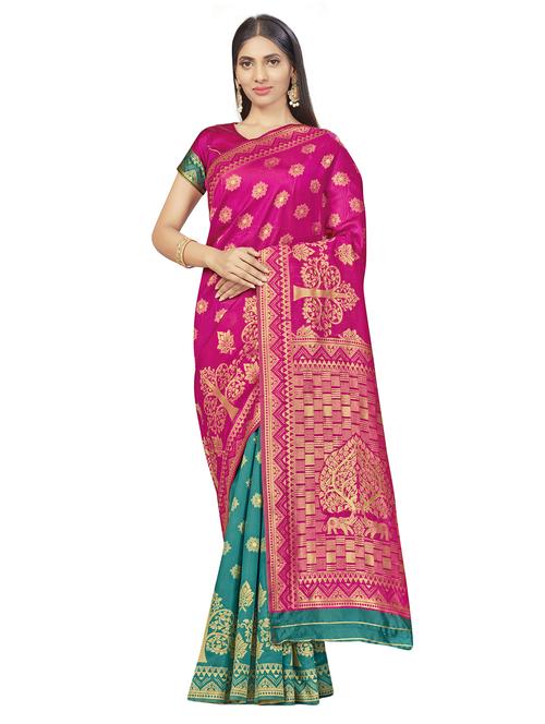 self design woven saree with blouse - 17458924 - Standard Image - 1