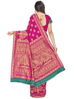 self design woven saree with blouse - 17458924 - Standard Image - 2