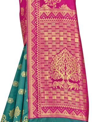 self design woven saree with blouse - 17458924 - Standard Image - 4