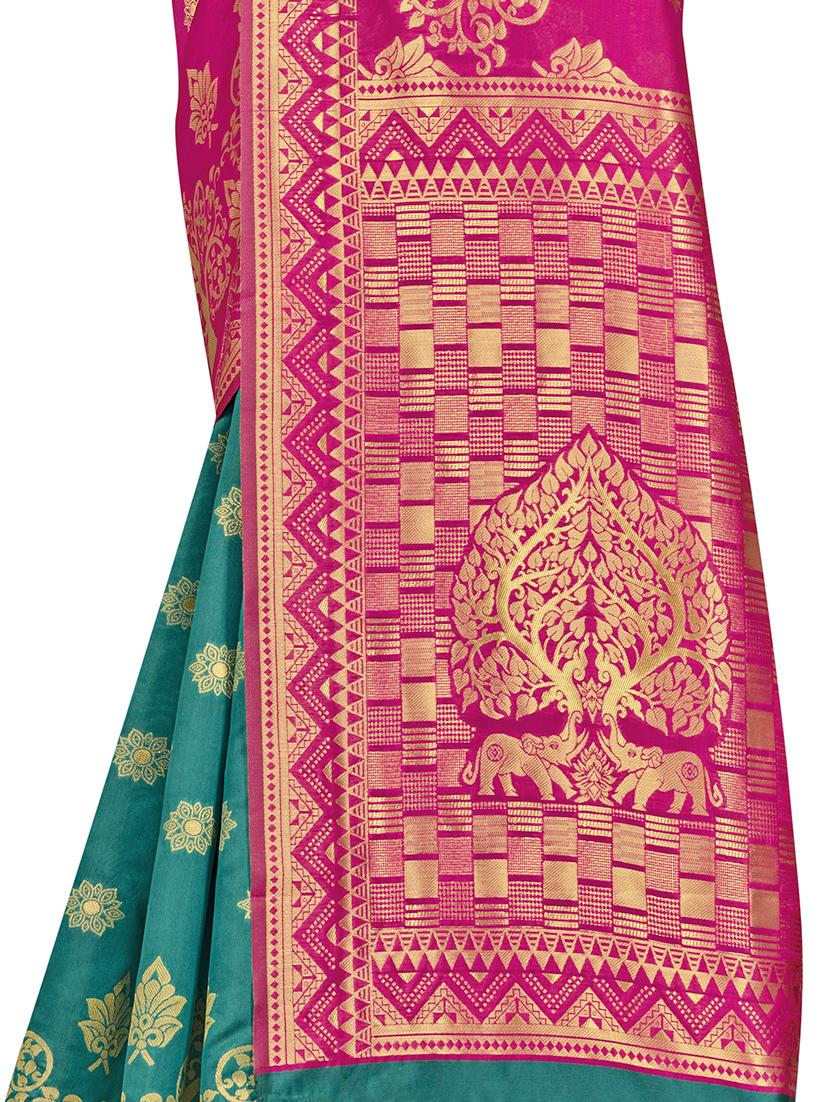 self design woven saree with blouse - 17458924 - Zoom Image - 4