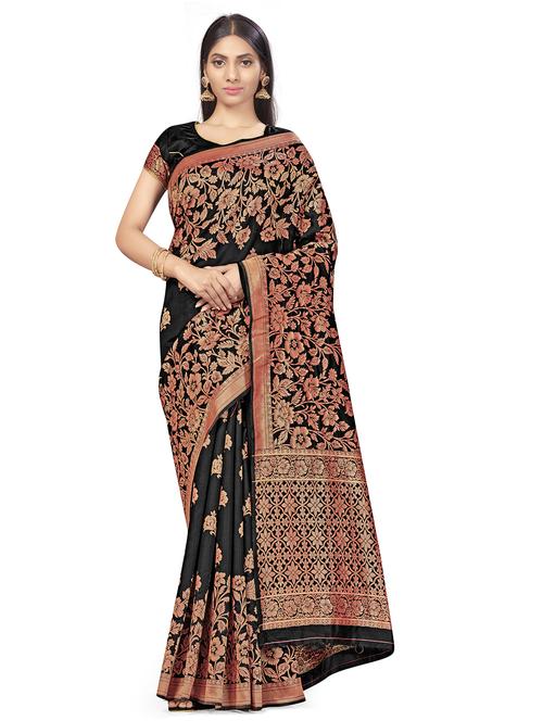 self design woven saree with blouse - 17458926 - Standard Image - 1