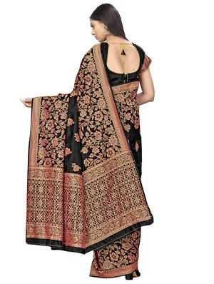 self design woven saree with blouse - 17458926 - Standard Image - 2