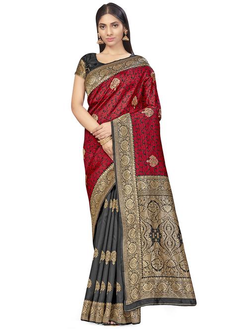 self design woven saree with blouse - 17458927 - Standard Image - 1